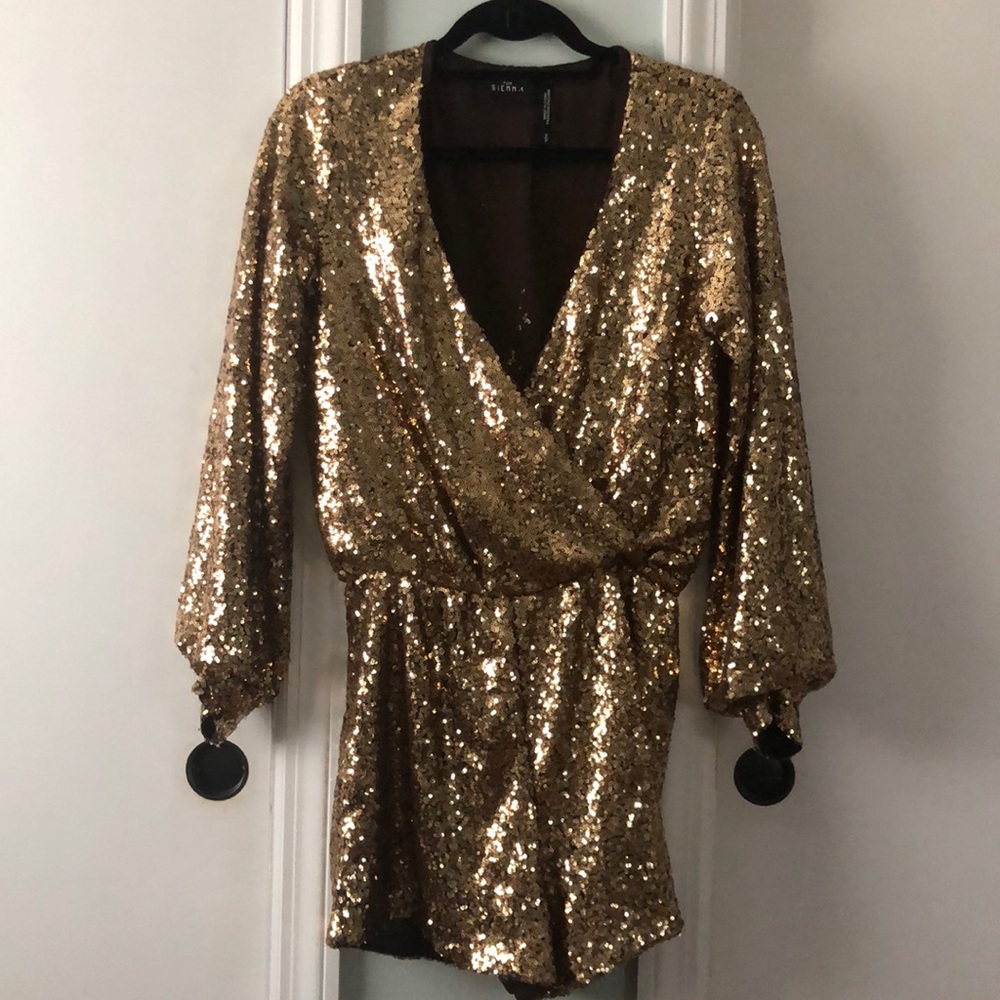 For Sienna gold sequin romper size small